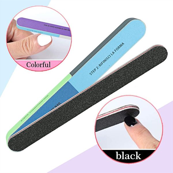 Nail File Set, WOVTE 11 Pcs Nail Files Block 7 Ways Buffer Block Buffer Block Sponge Polished, Come with Cuticle Nipper and Pusher for Dead Skin Nail Trimming Manicure Tools - Image 4