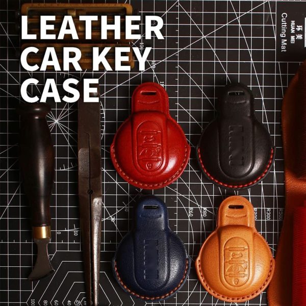 Car Key Fob Cover Fit for Mini Cooper F54 Clubman F55 F56 F57 F60 Countryman 3 Buttons Leather Key Case Keychain Keyring Key Holder Key Shell Keyless Protective Accessories Black - Image 6