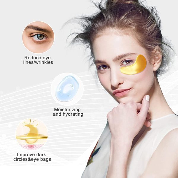 JUYOU, 30 Pairs 24K Gold Gel Collagen Eye Pads,Crystal Collagen Under Eye Mask for Moisturizing,Reducing Fine Lines&Dark Circles& Puffy Eyes Under Eye Patch for Women Men, Gold - Image 6