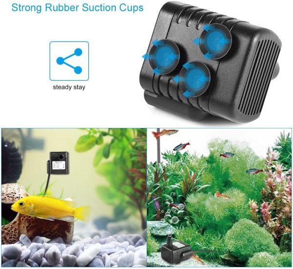 Mini Fountain Pump Compact Submersible Pumps Efficient Water Pump for Small Pond, Fish Tank, Long Cord, 180L/H, Black ?? - Image 6