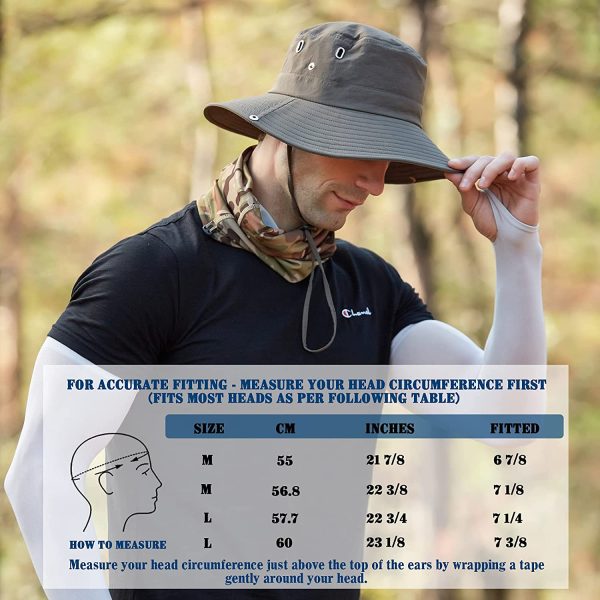 OZ SMART Sun Hats for Men/Women, UPF 50+ UV Protection Waterproof Bucket Hat for Fishing Hiking Garden Safari Boonie Hats - Image 4