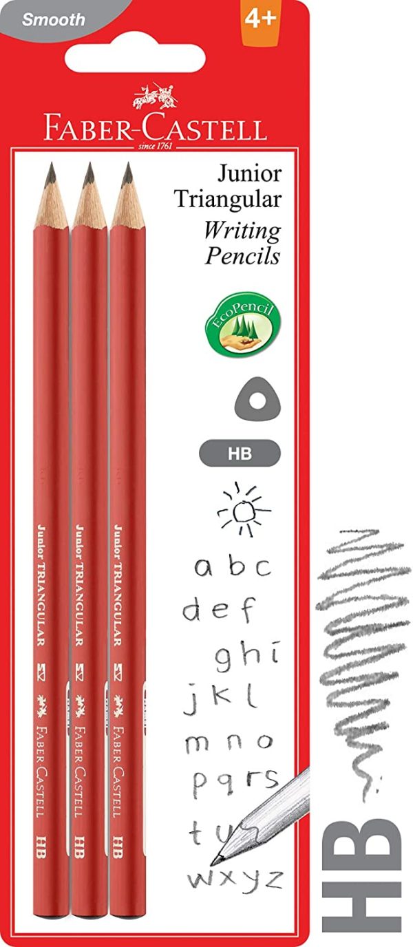 Faber-Castell Junior Triangular Graphite Pencil HB, 3 Pack, (12-1165-HB-3EP-10) - Image 2