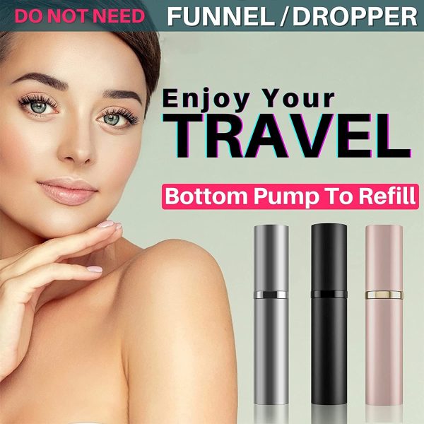 BRARIOS Refillable Portable Mini Perfume Atomizer for Travel, 5ml Luxury Empty Leakproof Pump Perfume Spray bottle Atomizer for Man and Woman (J-Grey) - Image 5