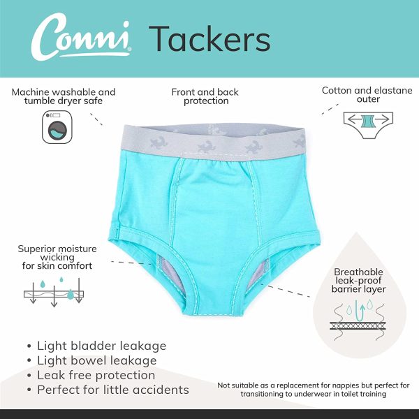 Conni Kids Tackers Washable Pull Up Briefs Underwear for Potty Training and Youth Incontinence - Image 3