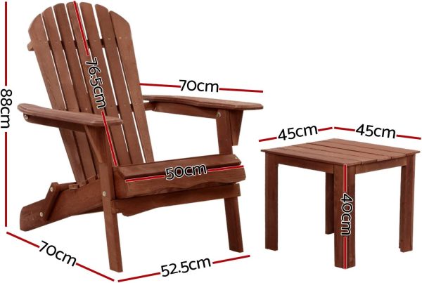 Gardeon Outdoor Sun Lounge Wooden Garden Table and Chairs Folding Adirondack Chair Patio Beach-Brown - Image 7