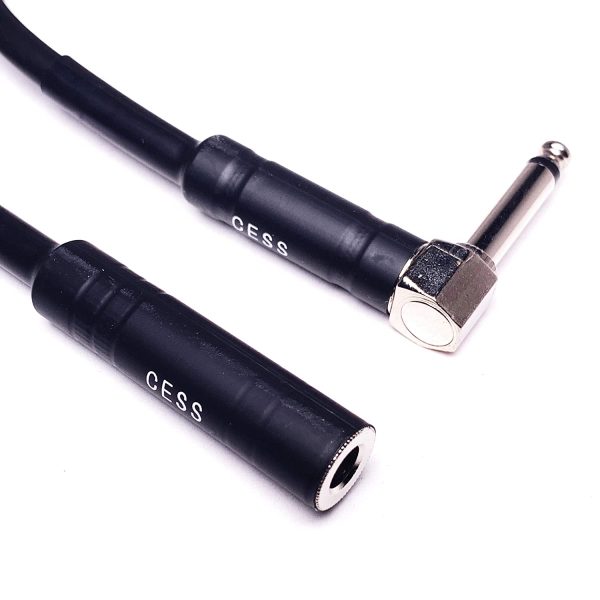 CESS-090 Low-Noise Right Angle 1/4 TS Male to Female Guitar Extension Cable, 2 Pack - Image 2