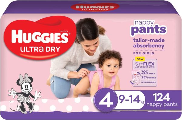 Huggies Ultra Dry Nappy Pants Girl Size 4, 62 Count (9-14kg, Pack of 2) - Image 4