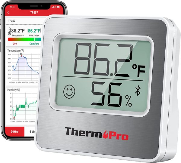 ThermoPro TP357 260FT Bluetooth Hygrometer Room Thermometer for Home with Remote Monitor & Smart APP, Temperature Humidity Sensor Gauge with Max Min Records, Silver - Image 6