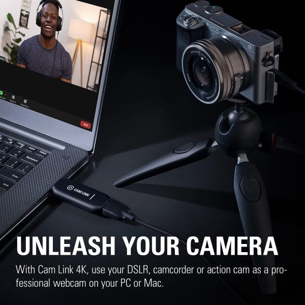 Cam Link 4K, External Camera Capture Card, Stream and Record with DSLR, Camcorder, ActionCam as Webcam in 1080p60, 4K30 for Video Conferencing, Home Office, Gaming, on OBS, Zoom, Teams, PC/Mac