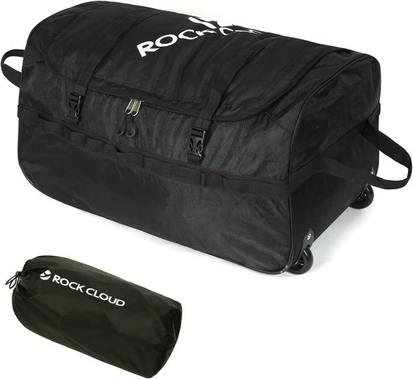 Rock Cloud Foldable Duffle Bag with Wheels??85L??Lightweight Oxford Collapsible Large Duffel Luggage Bag with Rollers for Camping Travel Gear - Image 2