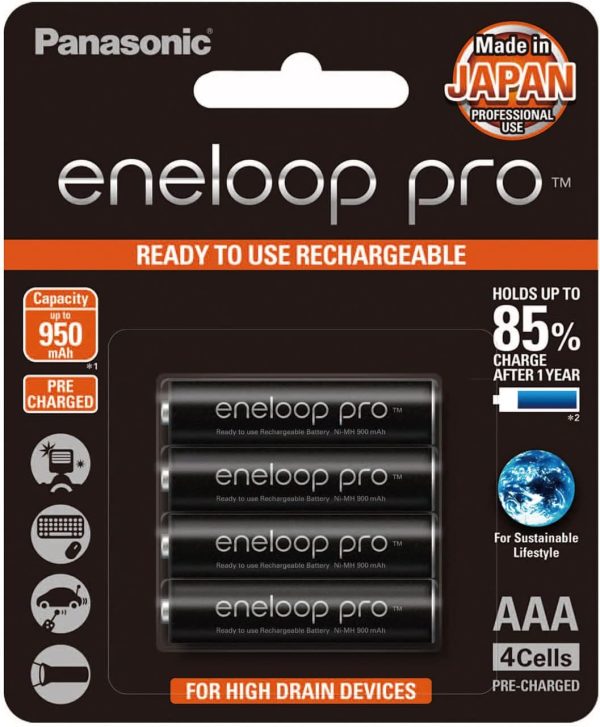 Panasonic Eneloop Pro AAA Pre-Charged Rechargeable Batteries, 4-Pack (BK-4HCCE/4BT) - Image 2