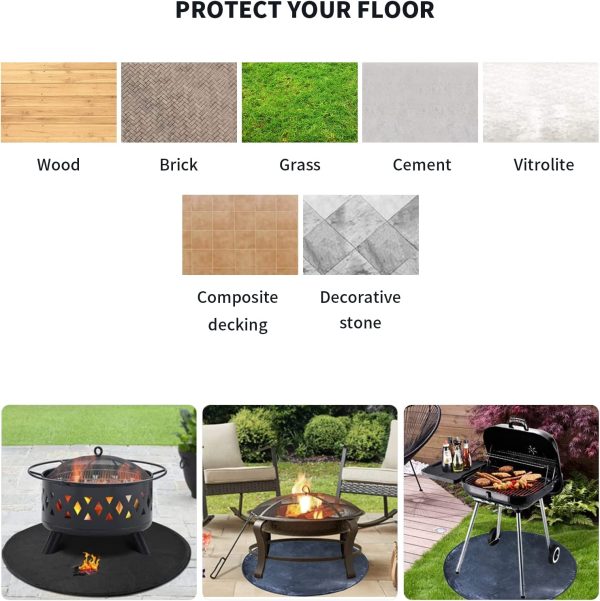 Fire Pit Mat Fireproof Mat Chimineas for Deck,Protection Grill & Patio Fire Pit Pad Hearth Rug, Fireproof Mat, Deck Protector for Wood Burning Fire Pit, Gas Fire Pit, Charcoal Grill (36 Inch) - Image 7