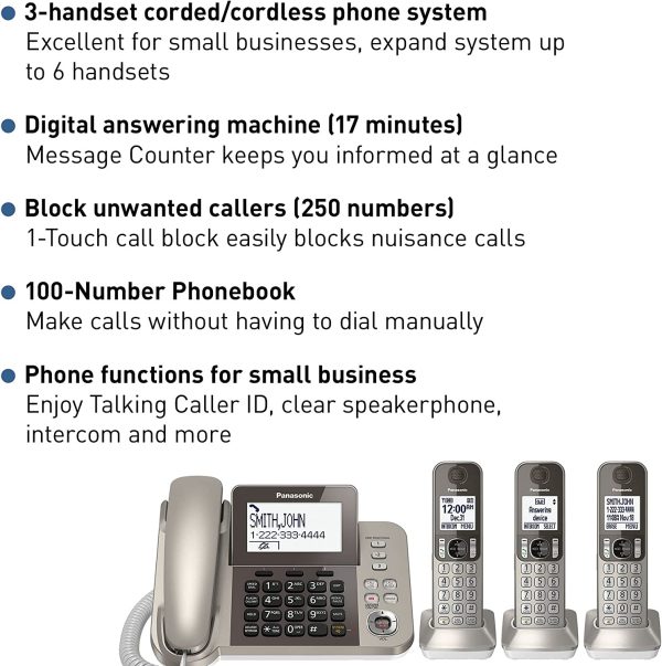 KXTGF353N Dect 3-Handset Landline Telephone - Image 2