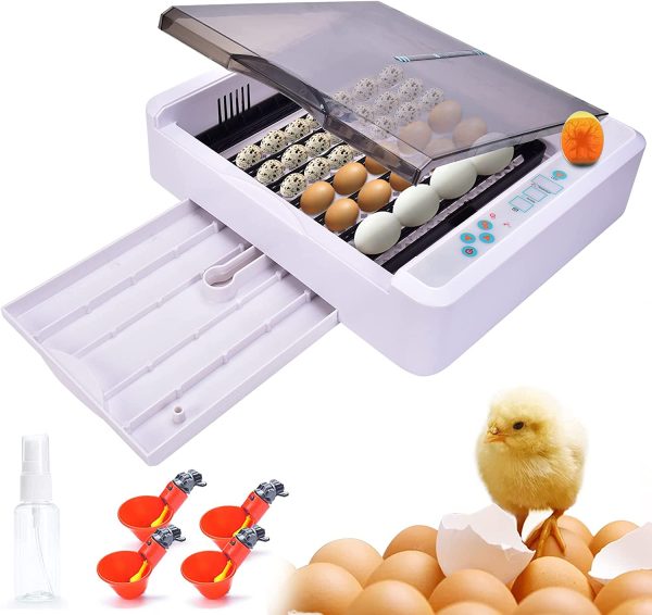 Egg Incubator, 56Eggs Digital Incubators with Fully Automatic Egg Turning and Temperature Humidity Control LED Candler Automatic Incubator Breeder for Hatching Chickens/Ducks/Goose/Quail/Birds/Pigeon