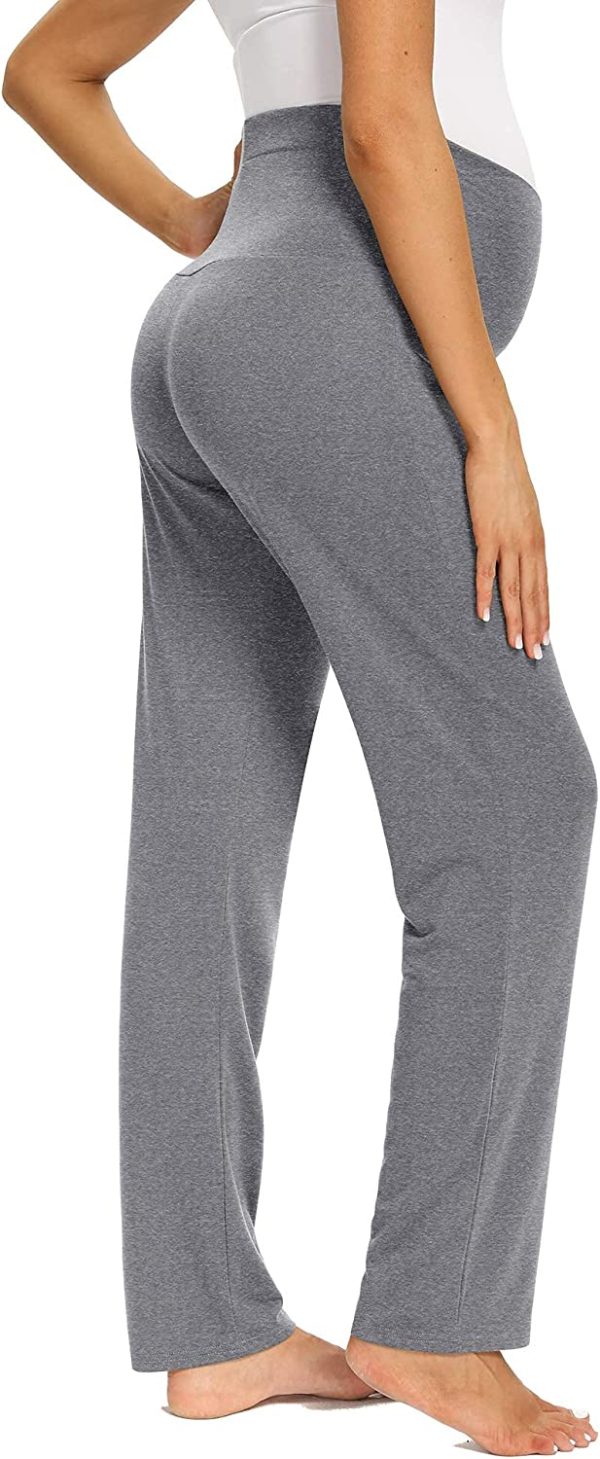 POSHGLAM Women's Maternity Lounge Pants Stretchy Pregnancy Trousers Cozy Straight Leg Yoga/Pajama Pants - Image 2