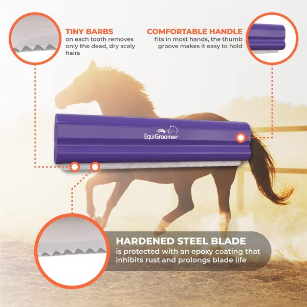 EquiGroomer Large 9" Shedding/Grooming Tool for Horses (Purple) - Image 8