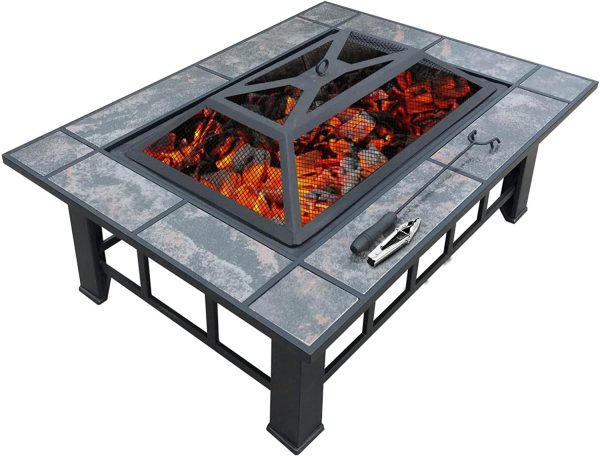 Outdoor Fire Pit BBQ Table Grill Fireplace w/Ice Tray Barbecue Picnic Heater Desk Garden Patio Camping Cooker Brazier - Image 4