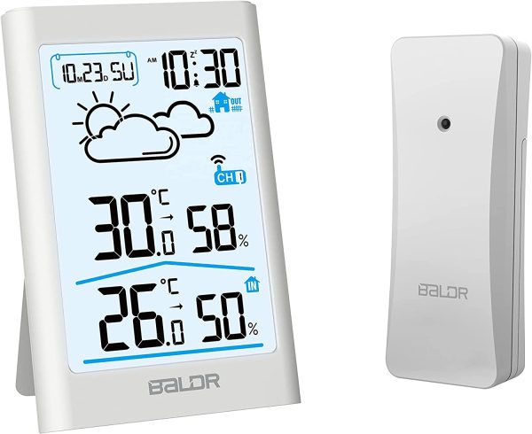 Wireless Digital Weather Station LCD by EssentialPRO With Indoor and Outdoor Temperature and Humidity Sensor | Digital Thermometer Hygrometer With Calendar Display, Time, Alarm, Snooze Function, Barometric Pressure And Weather Forecast | Backlight LCD Display Ideal For Weather Forecast Monitoring In Your Home, Office, Bedroom, Nursery or Conference Room - Image 5