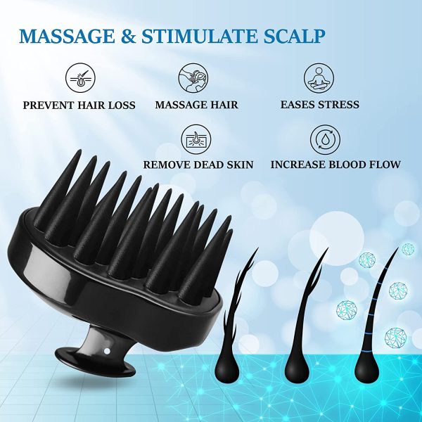 OXORT Wet & Dry Hair Scalp Massager ?C Waterproof Scalp Brush with 1 inch long Soft Silicone Bristles & Hanging String for Reduced Dead Cell, Flaky Skin & Dandruff ?C Suitable for All Hair Type and Style (Black) - Image 6