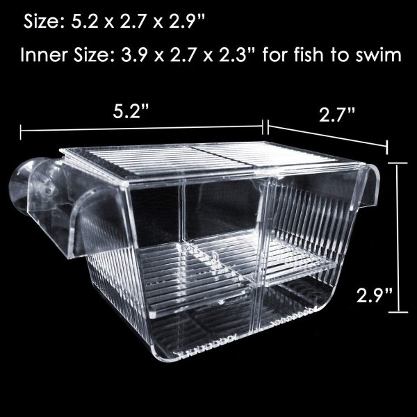 Capetsma Fish Breeding Box, Acrylic Fish Isolation Box with Suction Cups, Aquarium Acclimation Hatchery Incubator for Baby Fishes Shrimp Clownfish and Guppy. Small Size (S) - Image 3