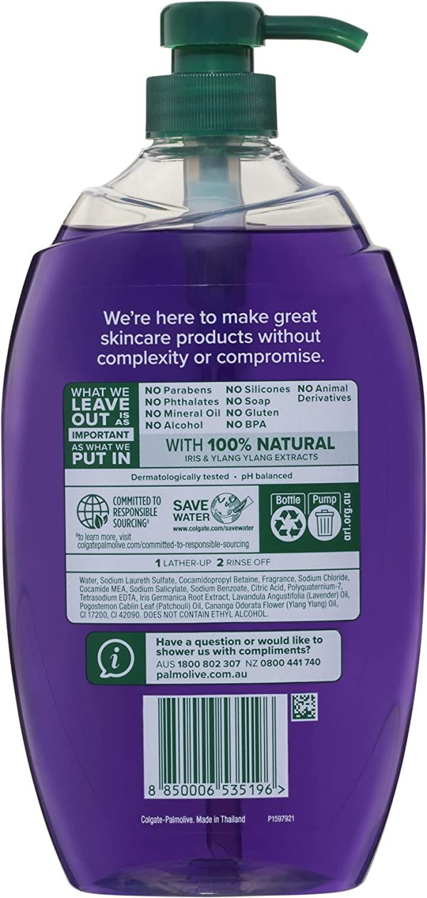 Palmolive Naturals Body Wash 1L, Anti-Stress with Ylang Ylang and Iris, Soap Free Shower Gel, No Parabens Phthalates or Alcohol - Image 2