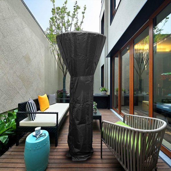 Patio Heater Covers 210D Oxford Fabric Waterproof Windproof Dustproof Cover with Zipper,MAYHOUR Anti-UV Black Outdoor Stand up Round Heater Radiator Covers for Garden Courtyard Furniture Protector (87x33 x 19inch/221x85x48cm) - Image 3