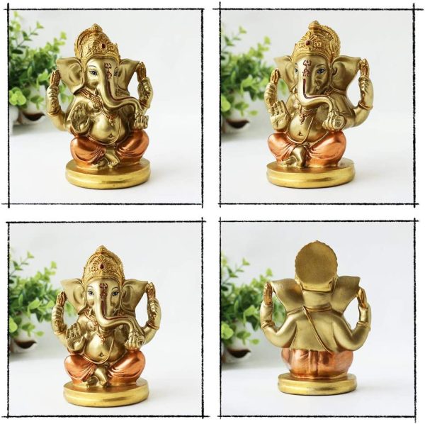 Indian God Lord Ganesha Statue - Hindu God Ganesh Idol for Car Dashboard - India Wedding Diwali Gifts Meditation Yoga Room Altar Decoration