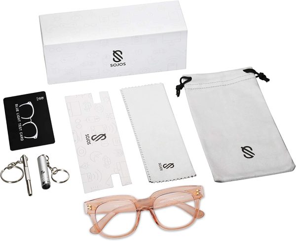 SOJOS Oversized Square Anti Blue Light Blocking Glasses For Women Thick Computer Eyeglasses Double Metal Studs SJ5053 - Image 6