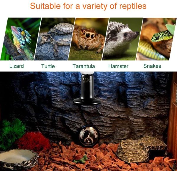 LEDGLE Terrarium Reptile Heat Lamp,100W E27 Infrared Reptile Heat Bulb Ceramic Heat Emitter Pet Lamp Bulb for Lizards/Tortoise/Chicken