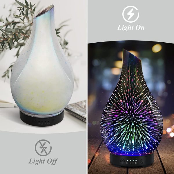 Essential Oil Diffuser 120ML Aroma Ultrasonic Humidifier with Handmade Glass BPA Free Waterless Auto-Off Timer Setting for Home Yoga Office - Image 2