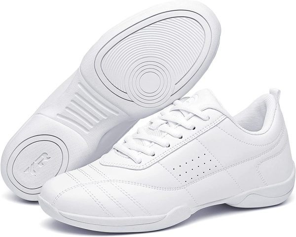 kkdom Adult & Youth White Cheerleading Shoes Athletic Dance Sport Training Shoes Competition Tennis Sneakers Cheer Shoes - Image 4