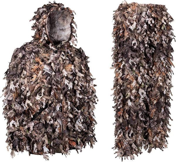 North Mountain Gear Ghillie Suit - Camo Hunting Suit - 3D Leafy Suit - Camouflage Hunting Suit w/Hooded Camo Jacket & Pants - Full Front Zipper, Zippered Pockets - Breathable, Rustle-Free