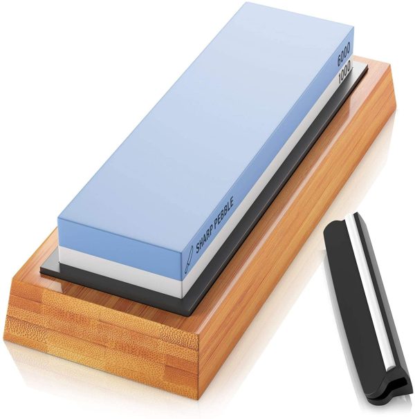 Sharp Pebble Premium Whetstone Knife Sharpening Stone 2 Side Grit 1000/6000 Waterstone- Whetstone Knife Sharpener- NonSlip Bamboo Base & Angle Guide - Image 5