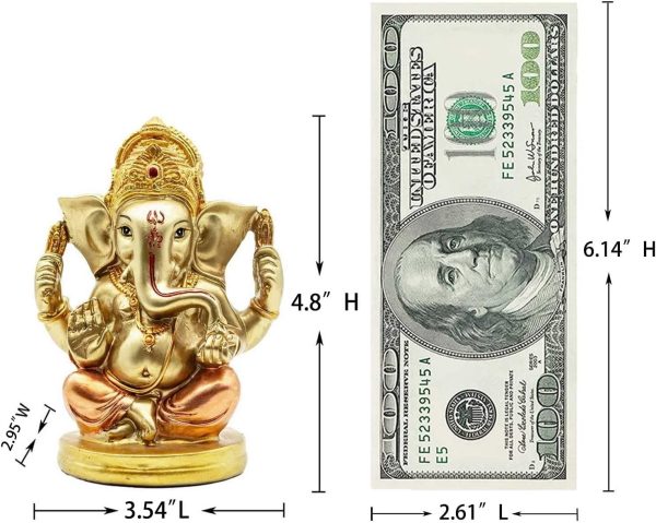 Indian God Lord Ganesha Statue - Hindu God Ganesh Idol for Car Dashboard - India Wedding Diwali Gifts Meditation Yoga Room Altar Decoration - Image 3