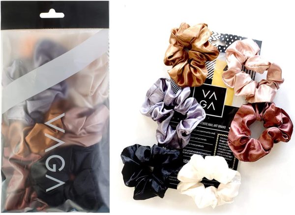 VAGA Cute Scrunchies For Hair 6 Colors Set, Our Hair Scrunchies Hair Elastics Ponytail Holder Pack of scrubchies are Softer Then Hair Ties, A Satin Scrunchie sruchies, Do not Pull Or Snag Thick Hair