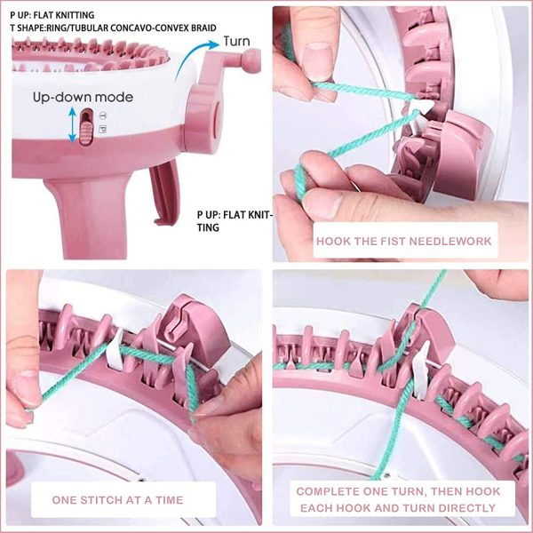 InMalla 48 Needles Knitting Machine, DIY Knitting Board Rotating Double Loom Smart Weaving Loom Round Knitting Machines for Adults and Kids - Image 2