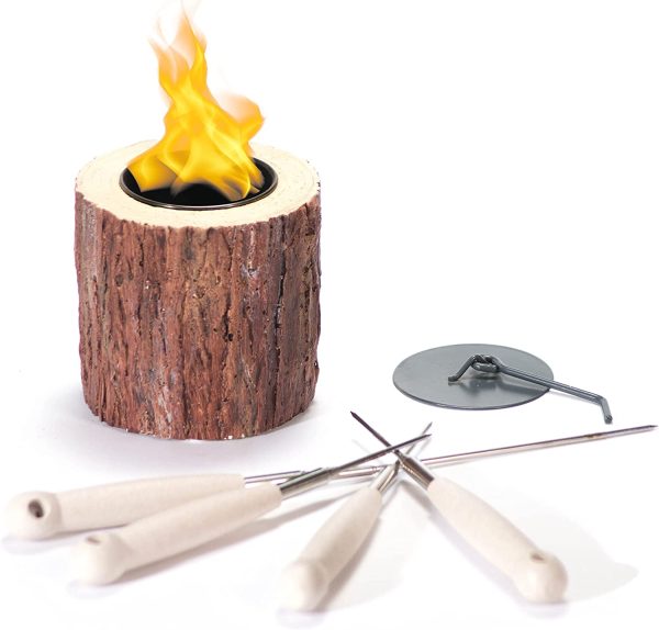 WEYLAND Tabletop Fire Pit with Roasting Sticks - Mini Fireplace and Indoor/Outdoor Personal Portable Table Top Smores Maker Firepit - Concrete Bonfire Bowl Design for Rubbing or Denatured Alcohol Fuel - Image 4