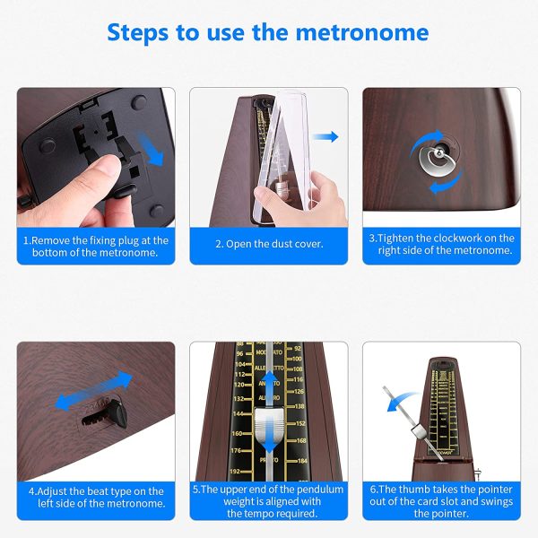 Neewer NW-707 Square Wind up Mechanical Metronome with Accurate Timing and Tempo for Piano Guitar Bass Drum Violin and Other Musical Instruments, Ideal for Music Lovers, Beginners or Musicians - Image 6
