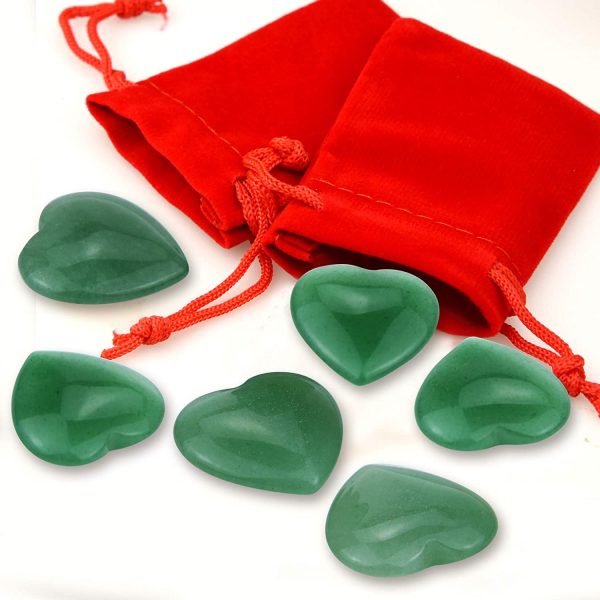 Marrywindix 15 Packs 0.8 Inch Healing Crystal Natural Green Aventurine Stone Heart Love Carved Palm Worry Stone Chakra Reiki Balancing - Image 3