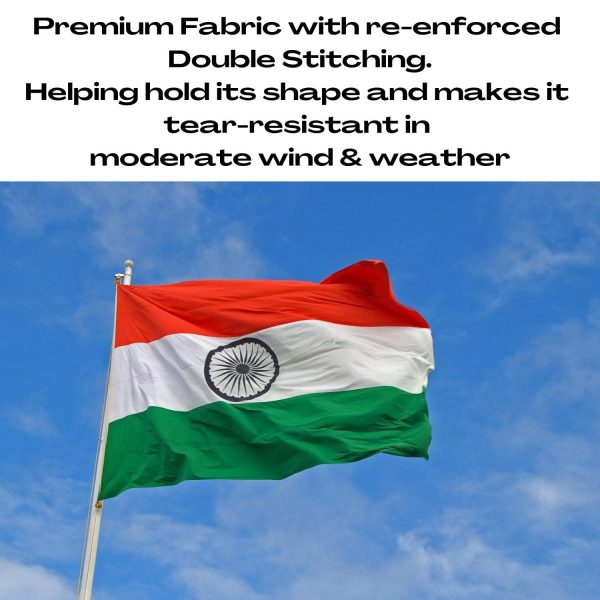 Large Indian Flag. Robust 3 ft X 5 ft Polyester National Flag. Suitable for Indoor or Outdoor use. Show Your Pride India. By MJB Inspired ? - Image 2