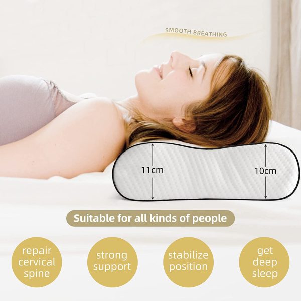 Memory Foam Pillow, Neck Orthopedic Sleeping Pillows, Cervical Pillow for Neck Pain Relief with Washable Pillowcase for Side, Back and Stomach Sleepers - White - Image 7