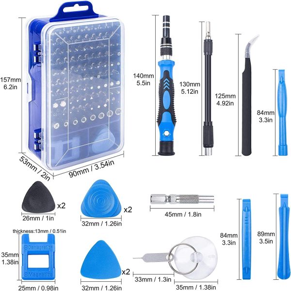 Screwdriver Set 115 in 1, Multi-function Magnetic Computer Repair Tool Kit Compatible with iPhone, iPad, Laptop, Watch, Macbook, Xbox, Cellphone, PC and Game Console (Blue)