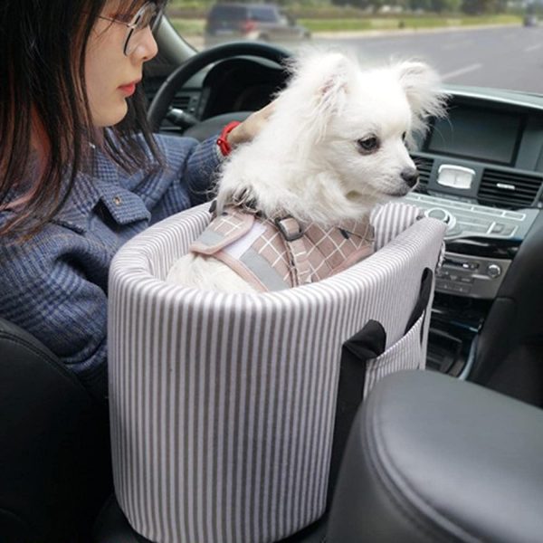 Portable Dog Kennel Car Non- Anti-Collapse Mat for Car Central Control Armrest Box Scratchproof Travel Seat - Stripe - Image 6