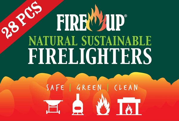 FIRE UP Natural Sustainable Firelighters ?C Perfect for lighting BBQs, fireplaces, and open fires - FSC Certified and Co2 Neutral ?C NO palm oil (Pack of 28) - Image 6