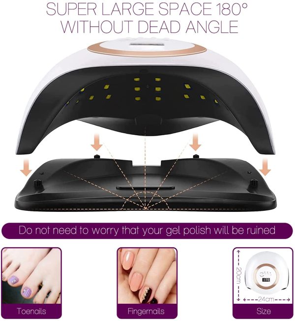 YESDEX UV Nail Lamp, Professional 168W UV LED Nail Dryer for Gel Polish, Ultra Fast Gel Nail Dryer 42 LED UV Curing Lamp for Resin Curing & Gel Nail Dryer with 4 Timer Setting (BUY ONE GET ONE Mini Portable USB UV Nail Dryer FREE) - Image 3