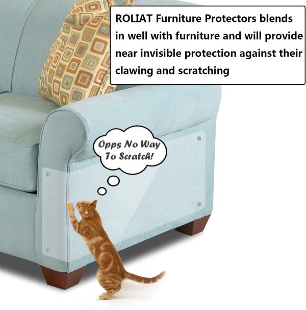 ROLIAT X-Large Cat Scratch Furniture Protectors(6 Packs), Stop My Cat from Scratching Sofa, Cat Scratch Deterrent Self-Adhesive Pads, Cat-Proof Couch Guard, Door Shield - Image 3