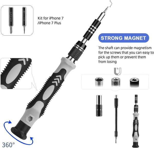 Precision Screwdriver Set, 60 in 1 with 56 Bits Magnetic Screwdriver Kit, Stainless Steel Professional Repair Tools Kit for Phone, Laptop, PC, Camera, Game Console, Glasses, and More ?CBlack - Image 6