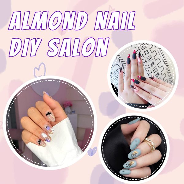 False Nails Tips 500Pcs Acrylic Nail Art Full Cover Almond Fake Nails 10 Sizes Long Almond Stiletto False Nail Clear for Women