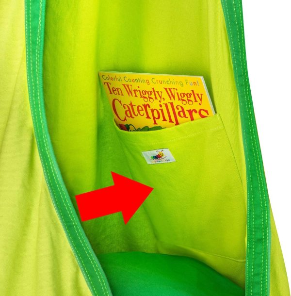 Kids Child Pod Swing Chair w/Interior Pocket, Hanging Hammock, Indoor or Outdoor Fun, Reading Nook, Relaxation, Sensory Swing, Autism Toys Therapy, Easy to Hang Comfortable Nest, Girls and Boys(Green) - Image 5