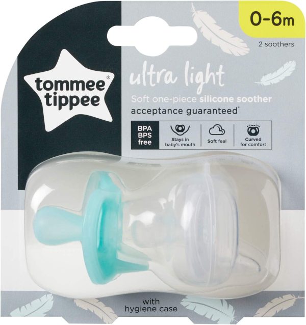 Tommee Tippee Ultra-Light Silicone Soother, Symmetrical Orthodontic Design, BPA-Free, One-Piece Design, 0-6m, Pack of 2 Dummies - Image 4